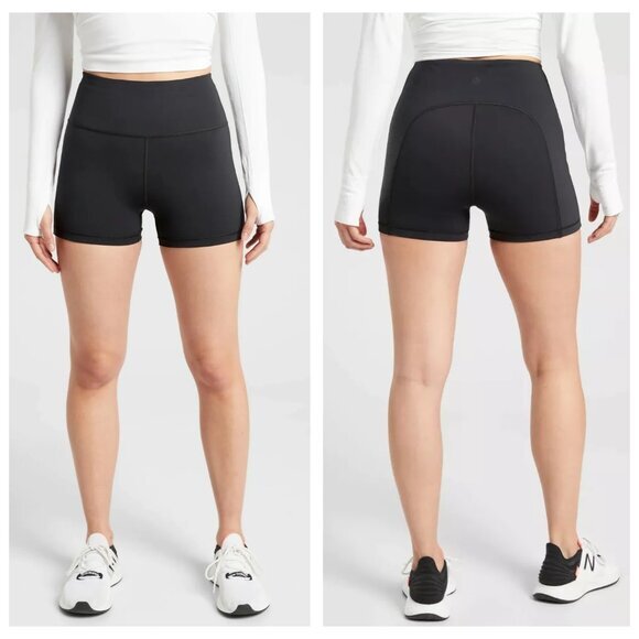 Athleta Ultimate 3" Shorts High Rise Fitted Mini Length M Black - Picture 1 of 16